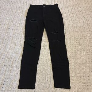 Shein High Waisted Black Ripped Skinny Jeans